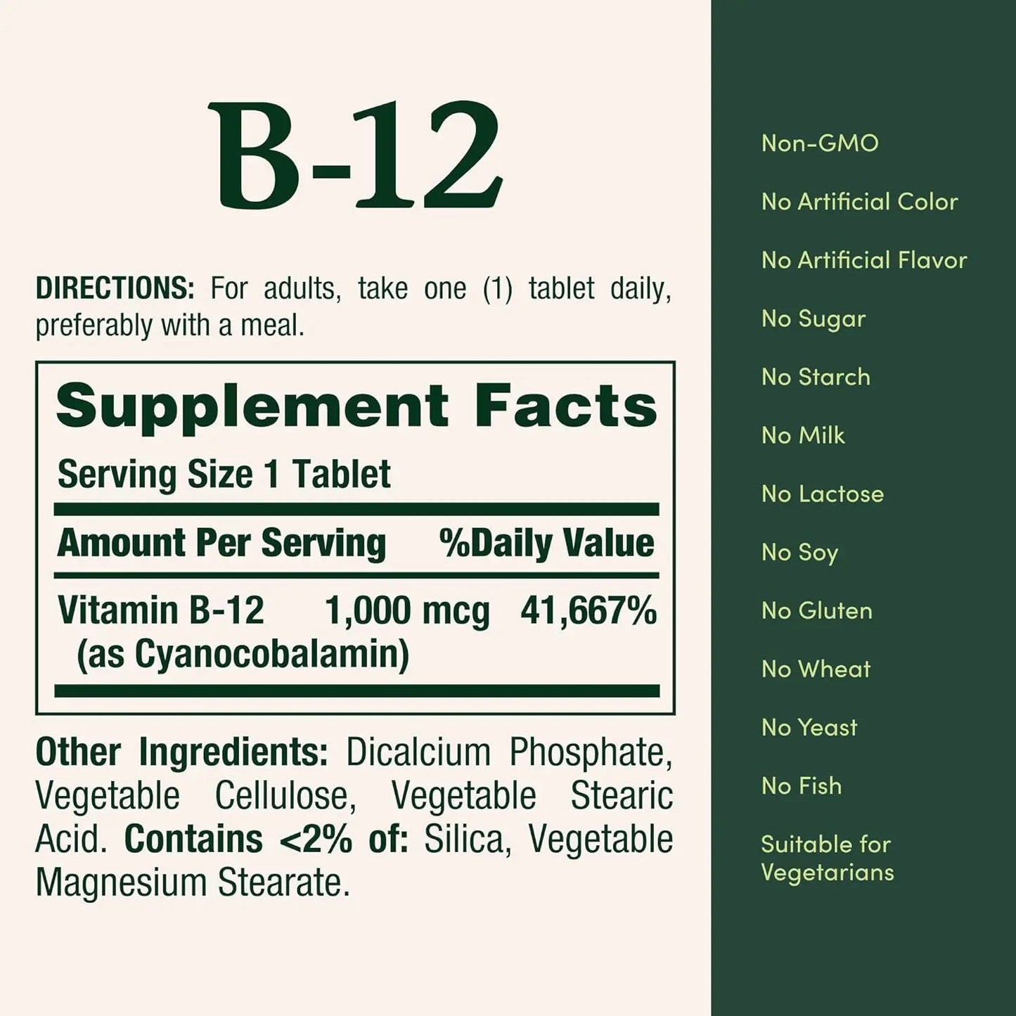 Nature's Bounty, Vitamin B-12, 1,000 mcg, 100 CoatedTablets Nature's Bounty