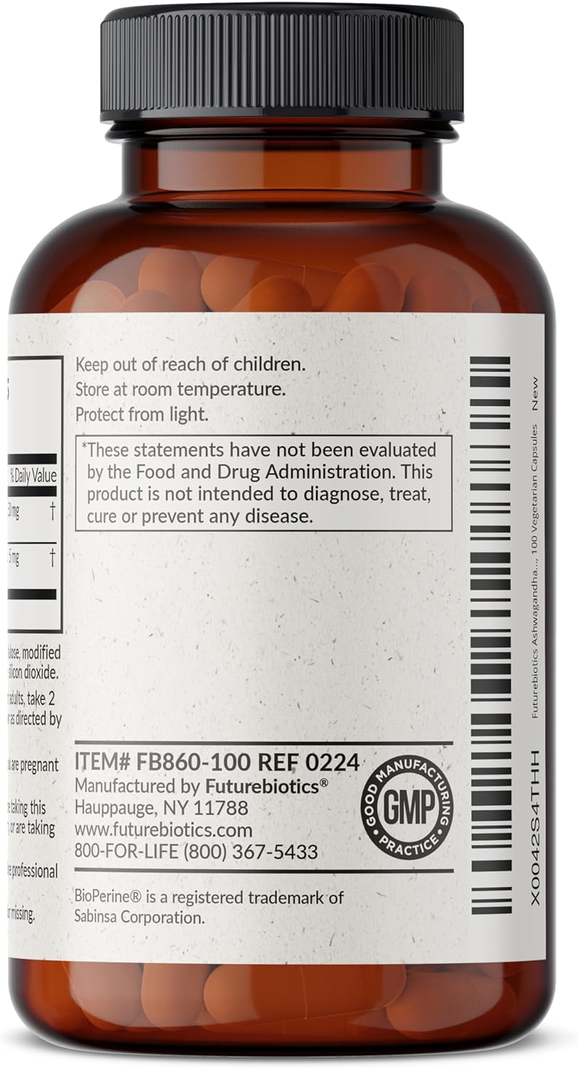 Futurebiotics Ashwagandha Capsules Extra Strength 3000mg - Stress Relief Formula, Natural Mood Support, Stress, Focus, and Energy Support Supplement, 120 Capsules