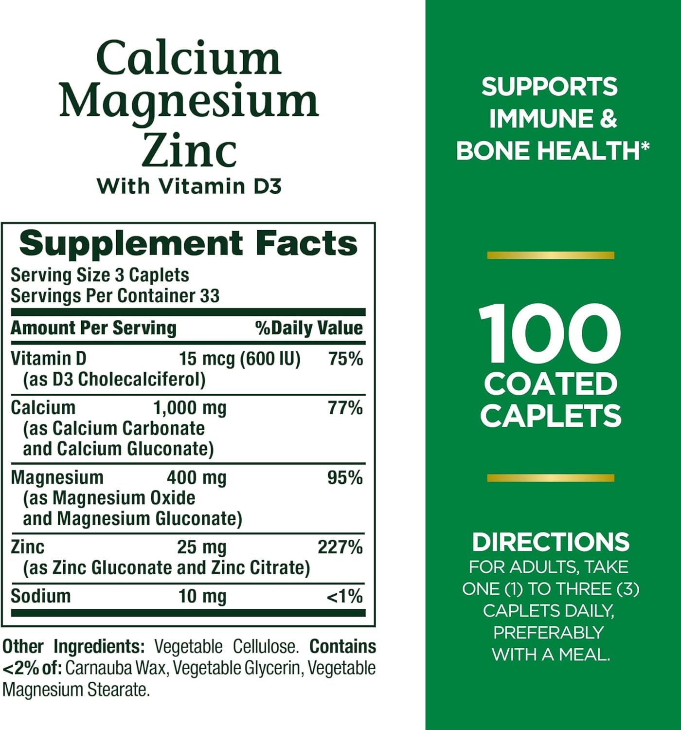 Nature's Bounty Calcium-Magnesium-Zinc 100 Caplets