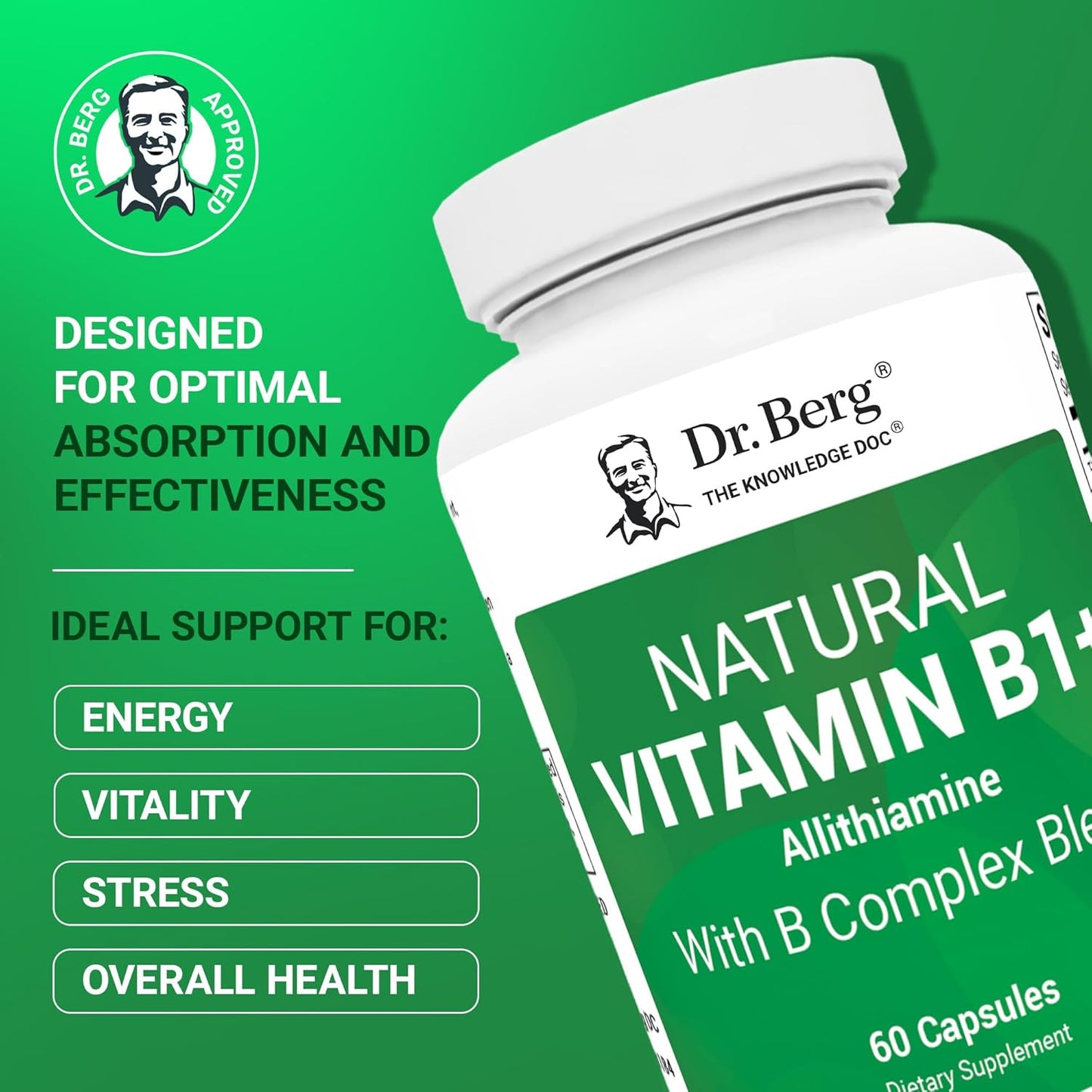 Dr. Berg Natural Vitamin B1 B6 B12 Complex - 60 Capsules