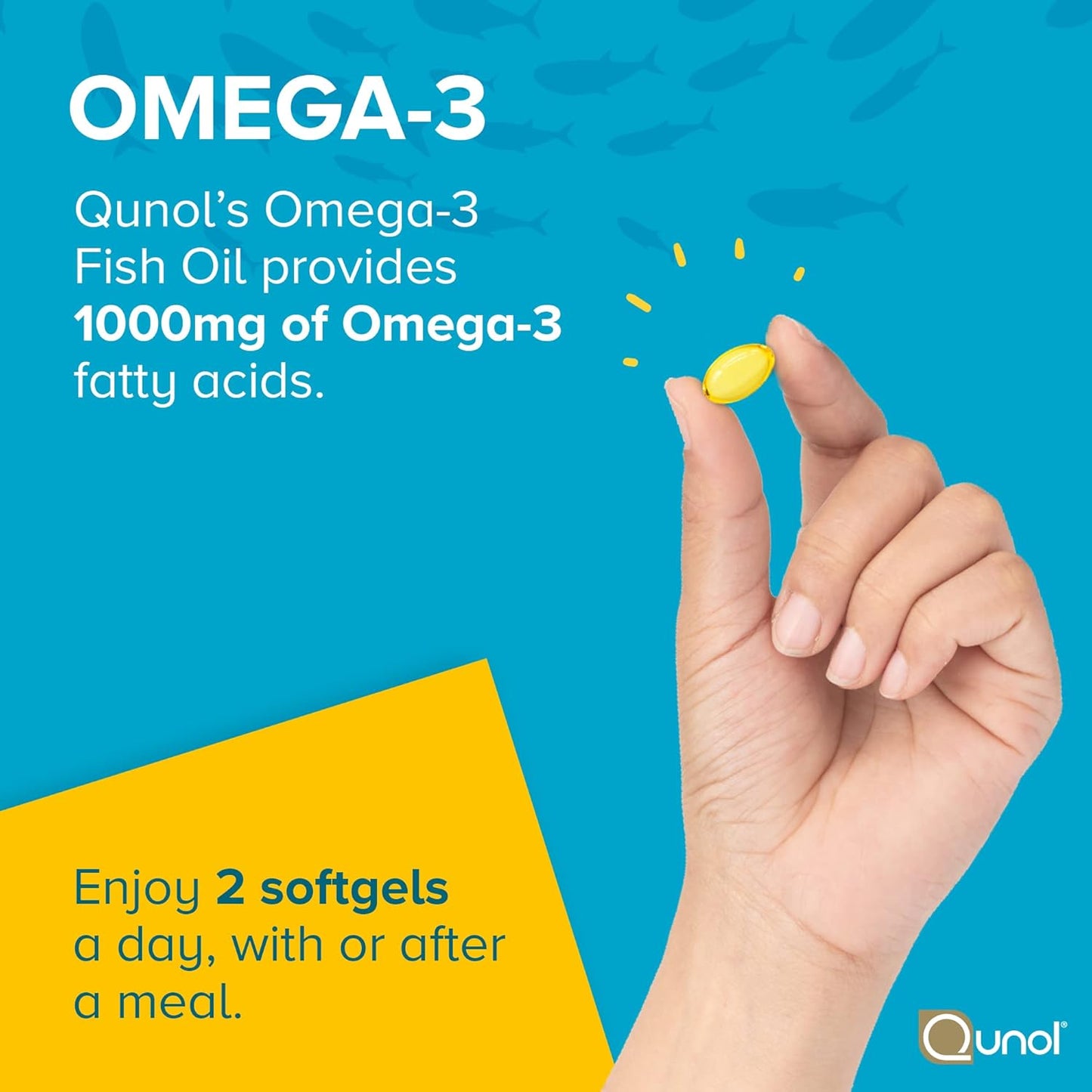 Qunol Omega 3 Fish Oil Mini Softgels, 1000mg Ultra Pure Fish Oil, Heart Health Support, Omega 3 DHA Supplements, Lemon Flavor
