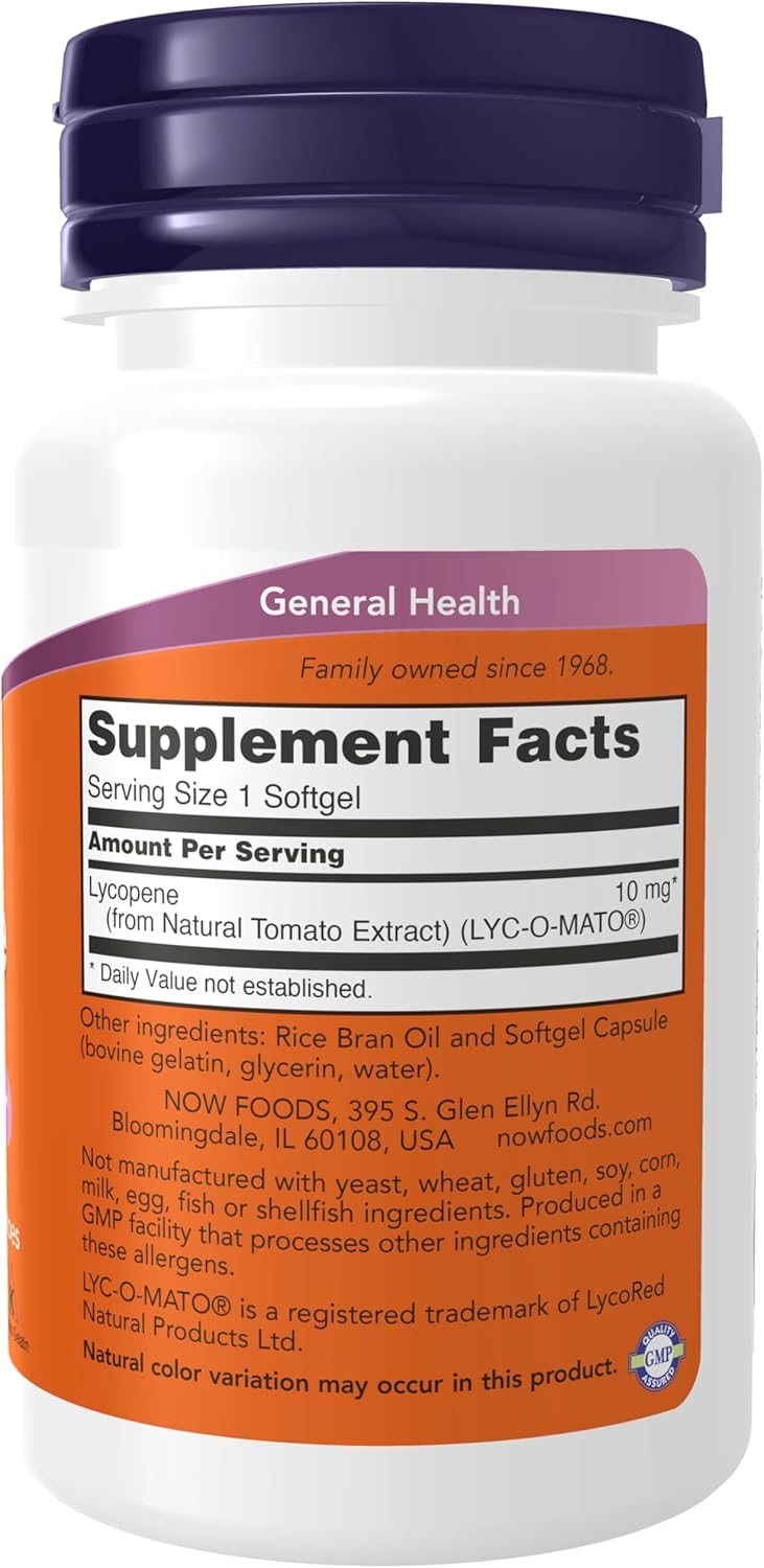 NOW Supplements, Lycopene 10 mg, 60 Softgels