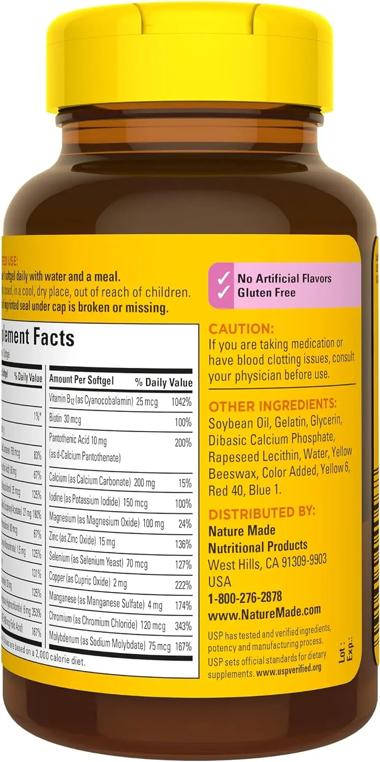 Nature Made Multivitamin For Her 50+ with No Iron for Daily Nutritional Support, 60 Softgels Nature Made