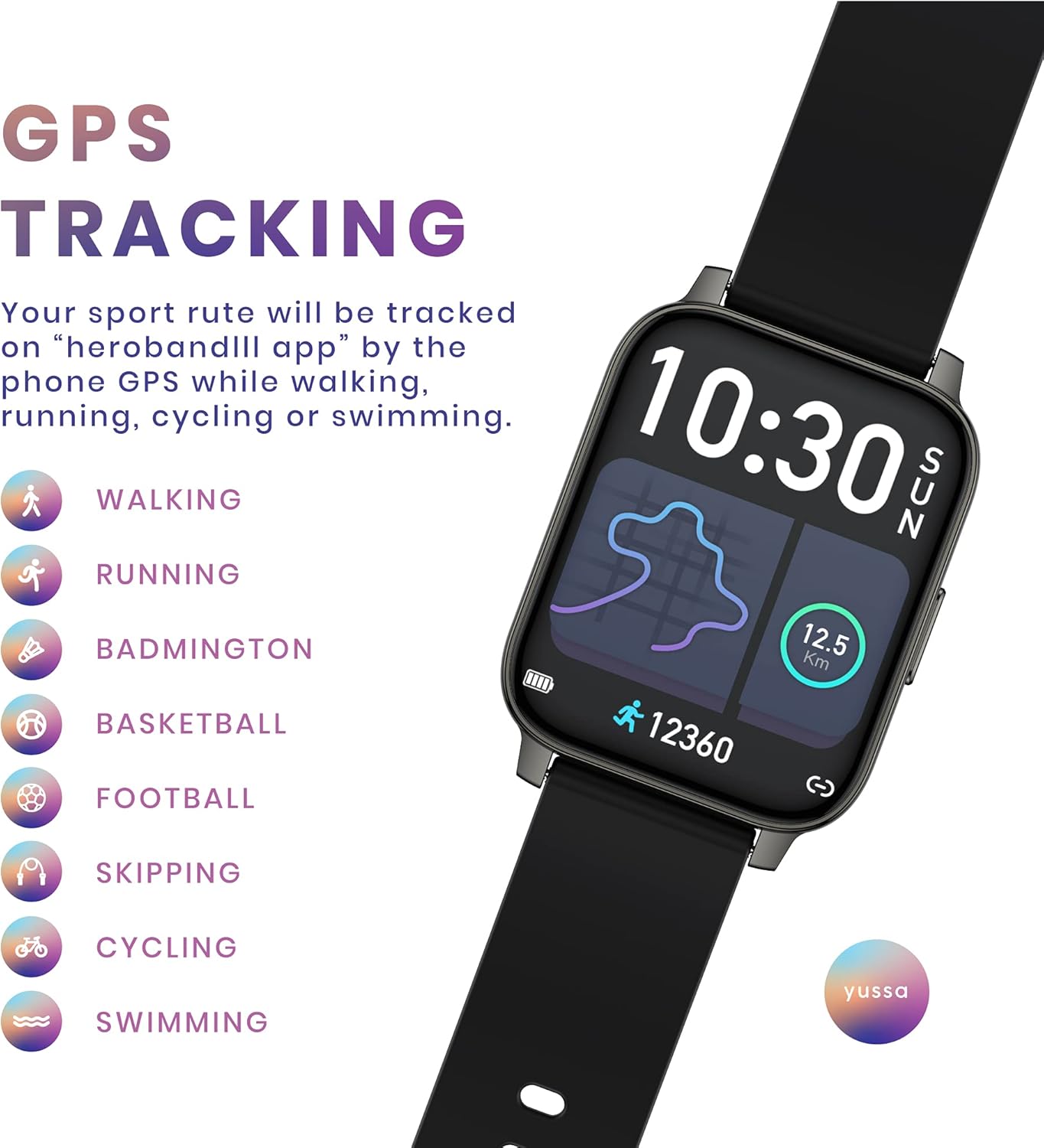 YUSSA Smart Watch | Latest Generation 2022 | Blood Pressure Monitor | Blood Oxygen SpO2 | Heart Rate | Sleep Monitor | IP67 Waterproof | Fitness Tracker