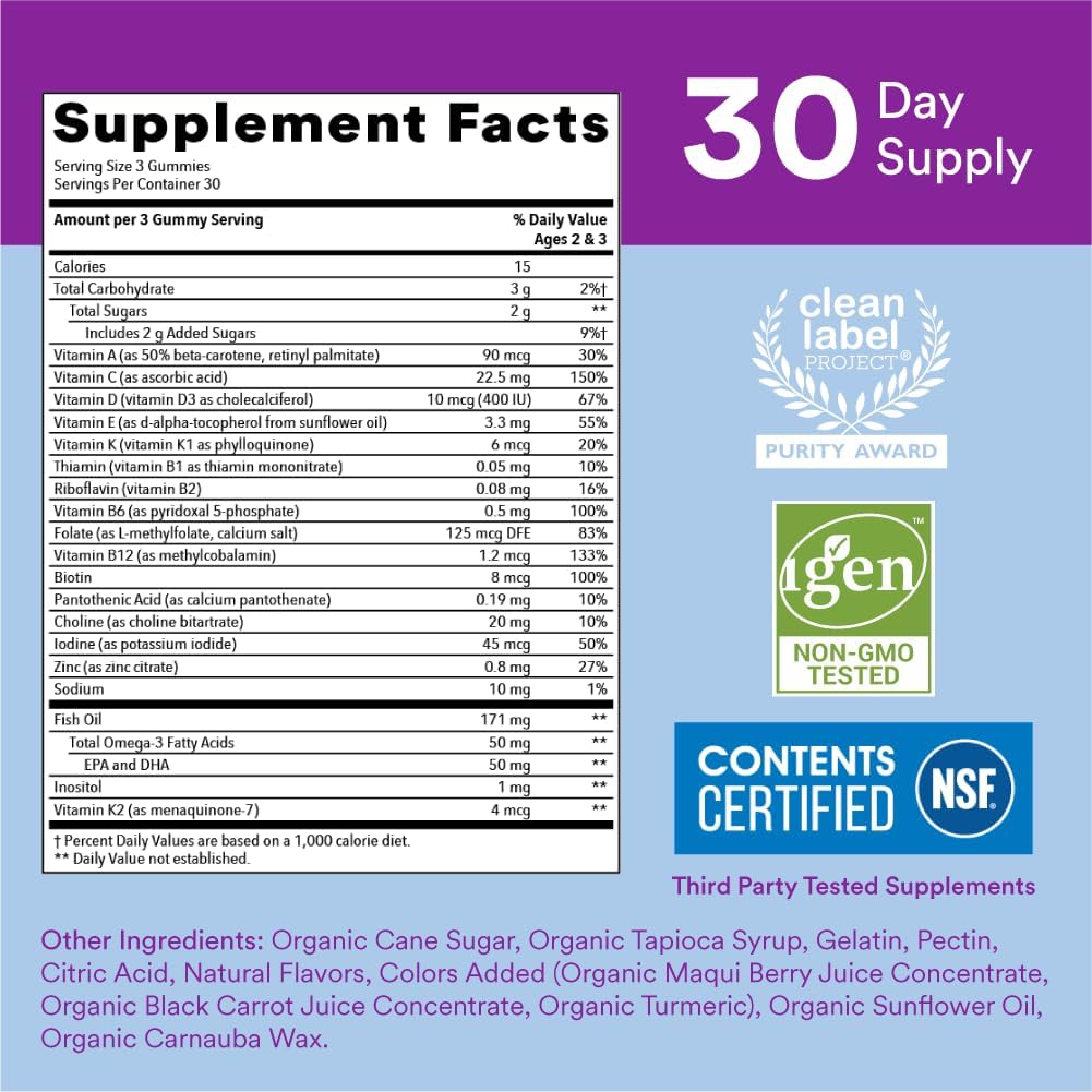 SmartyPants Toddler Formula Daily Gummy Multivitamin: Vitamin C, D3, & Zinc for Immunity, Gluten Free, Omega 3 Fish Oil (DHA/EPA) , Vitamin B6, B12, 90 softgels