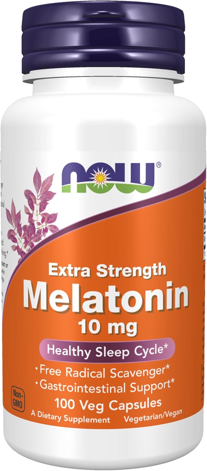 NOW Foods Supplements, Melatonin, Extra Strength 10 mg, 100 Veg Capsules