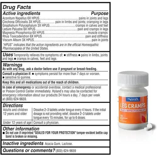 Hyland's Leg Cramp Tablets, Natural Relief of Calf, Leg and Foot Cramp, 100 Count Hyland's Naturals