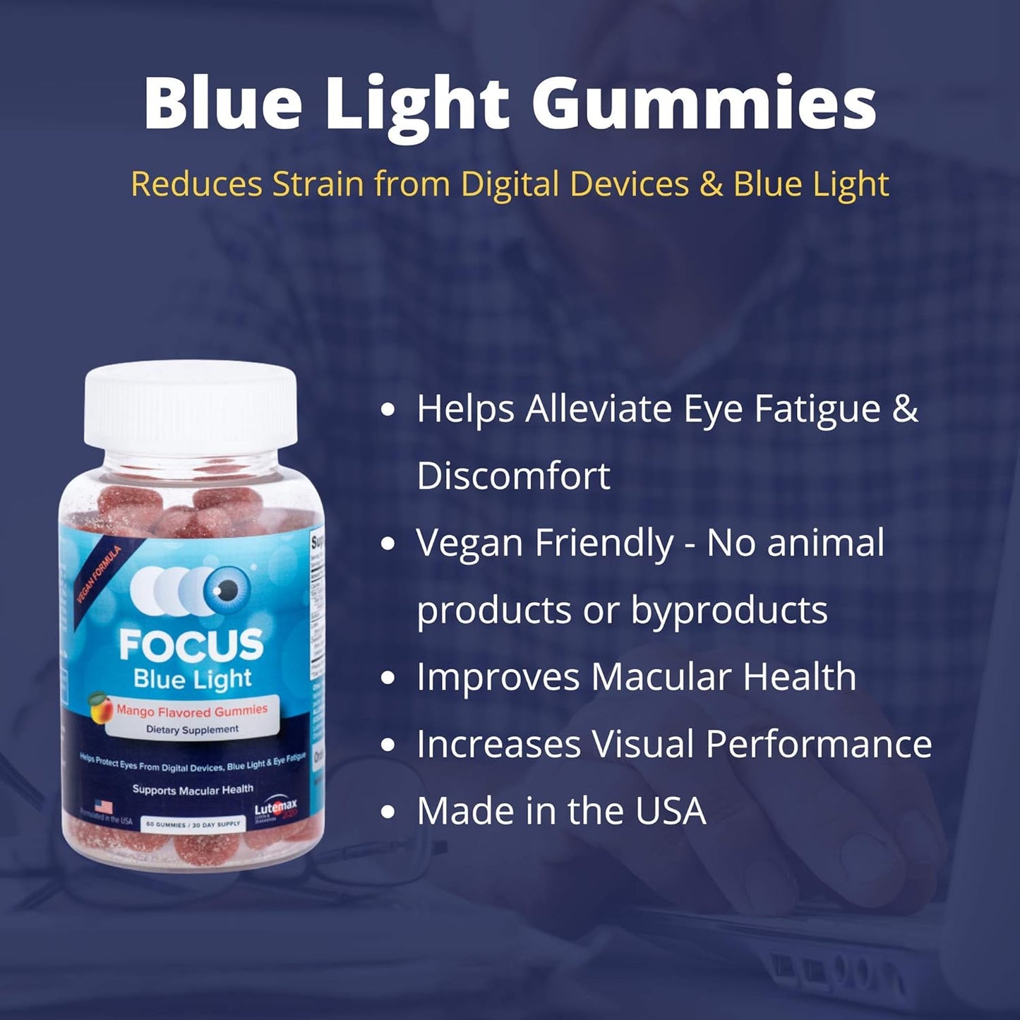 Focus Relief Plus & Focus Blue Light Supplement | Daily Vitamin Variety Pack | Supplements for Eye Health | Dry Eye Relief Vitamin 30 Day Supply & Blue Light Protection Vitamin 30 Day Supply