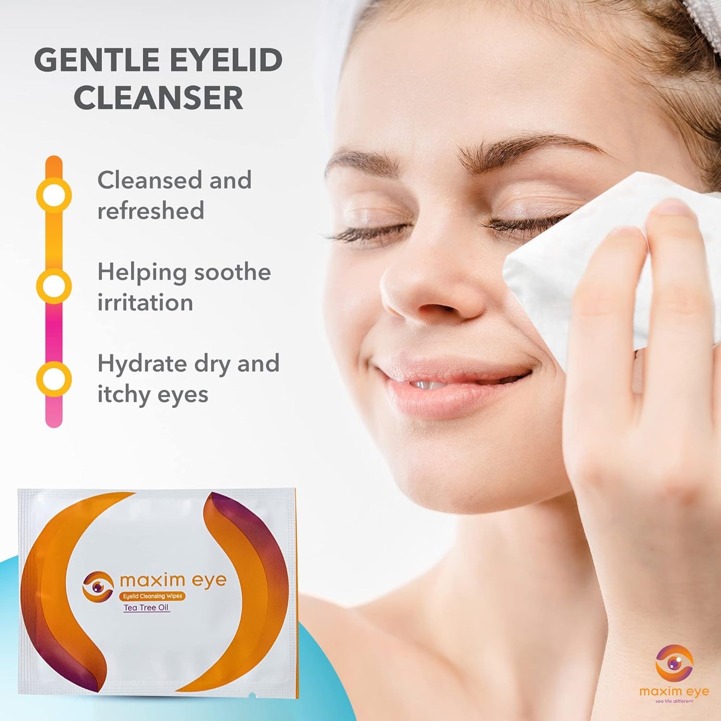 Blink-N-Clean Lens Drops, Blink Eye Drops for Contact Lenses, 15 ml Cleans & Moisturizes for Soft & RGP Lens Wearers, Bundled with 1 Tea Tree Oil Eyelid/Eyelash Wipe