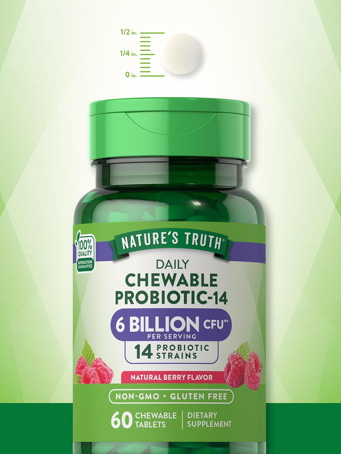 Nature's Truth Probiotic Chewable for Men and Women | 6 Billion CFU | 60 Count | 14 Strains | Berry Flavor | Non-GMO & Gluten Free Nature's Truth