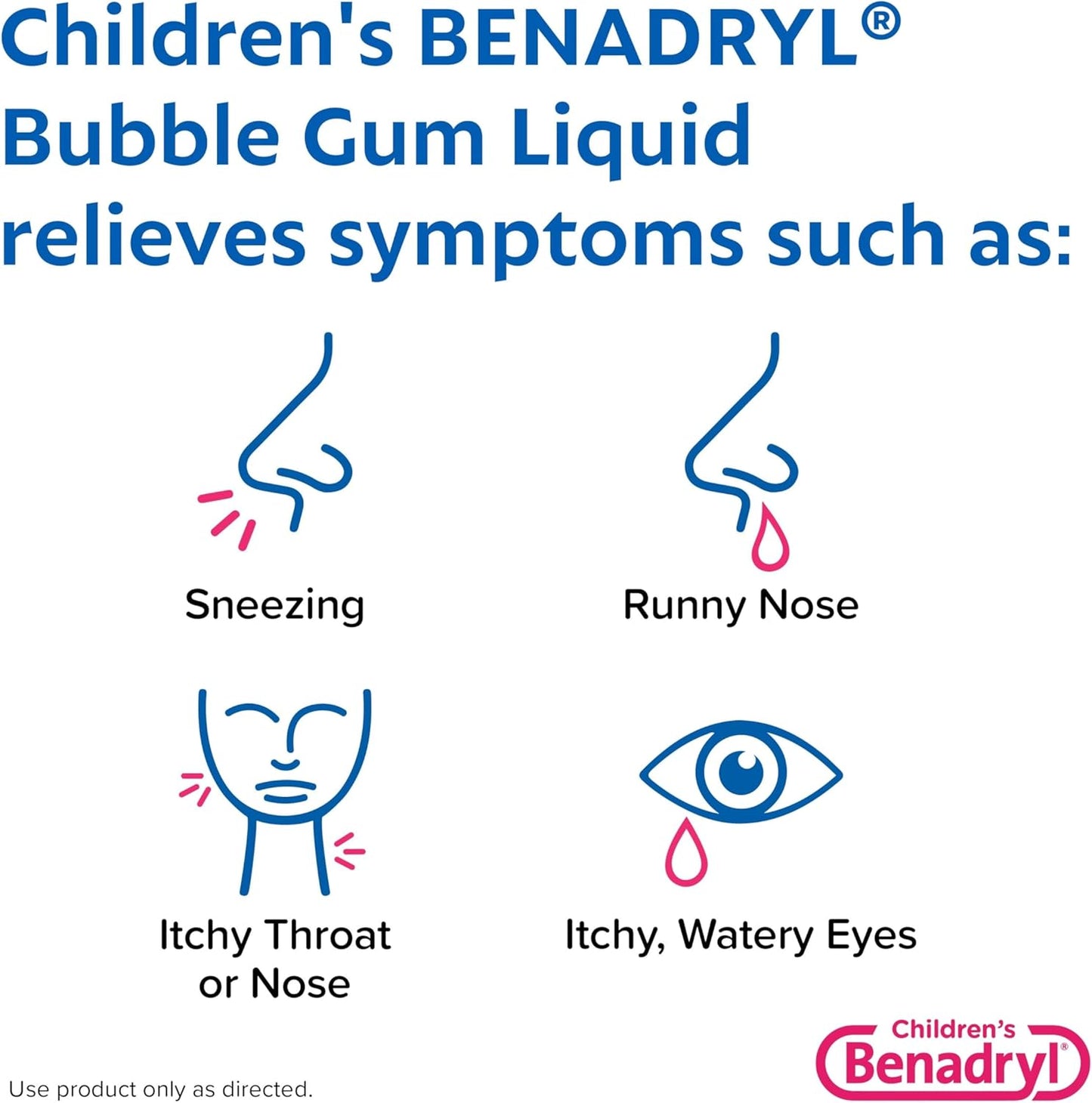 Children's Benadryl Dye-Free Allergy Liquid, Bubble Gum Flavor, 4 fl oz
