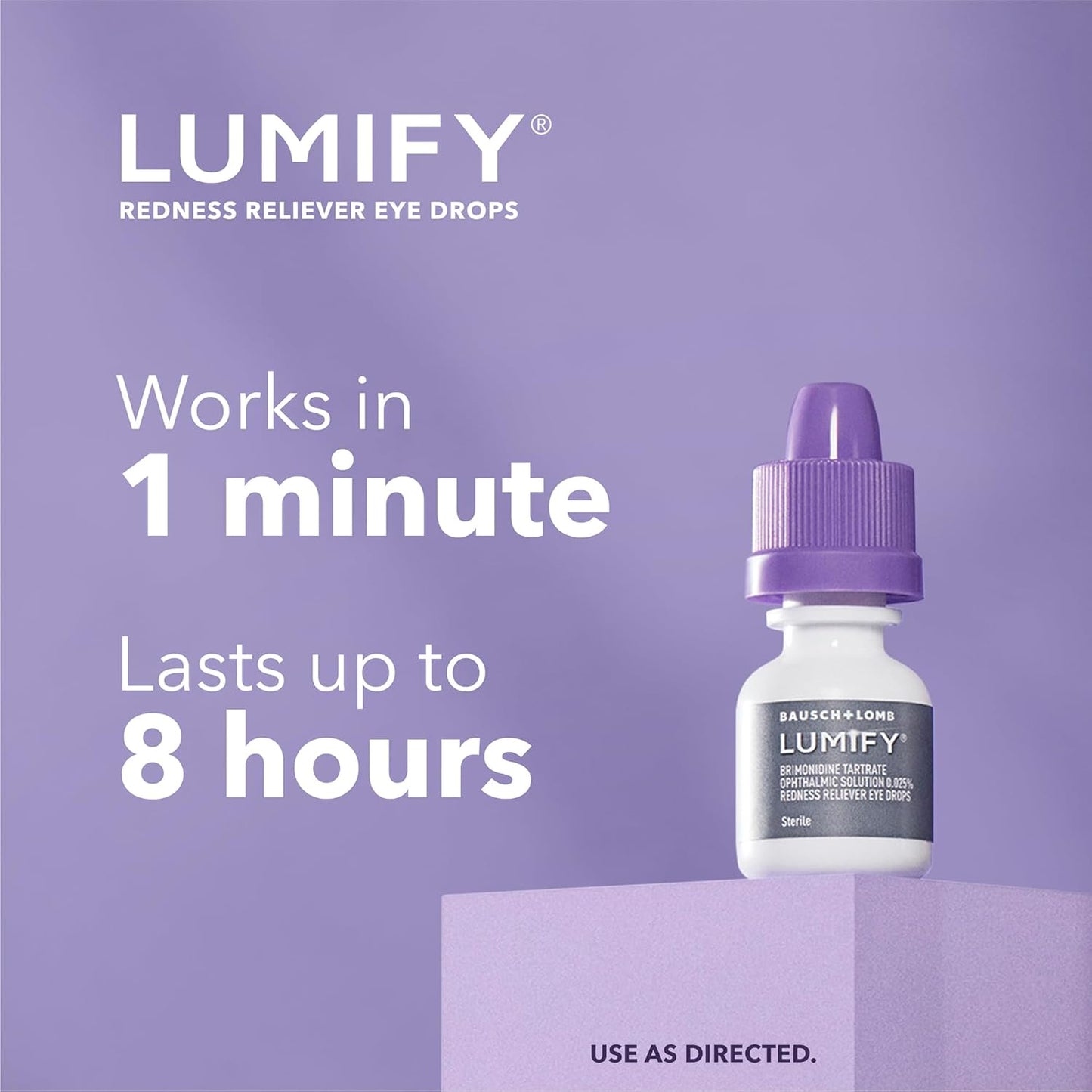 LUMIFY® Redness Reliever Eye Drops (Brimonidine Tartrate Ophthalmic Solution 0.025%) – from Bausch + Lomb, 0.08 Fl. Oz. (2.5 mL) Lumify