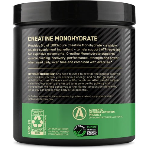 Optimum Nutrition Micronized Creatine Monohydrate Powder, Unflavored, Keto Friendly, 60 Servings (Packaging May Vary)