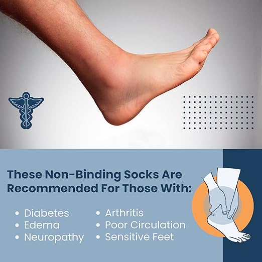 Special Essentials 3 Pairs Cotton Diabetic Ankle Socks - Non-Binding With Extra Wide Top For Men and Women