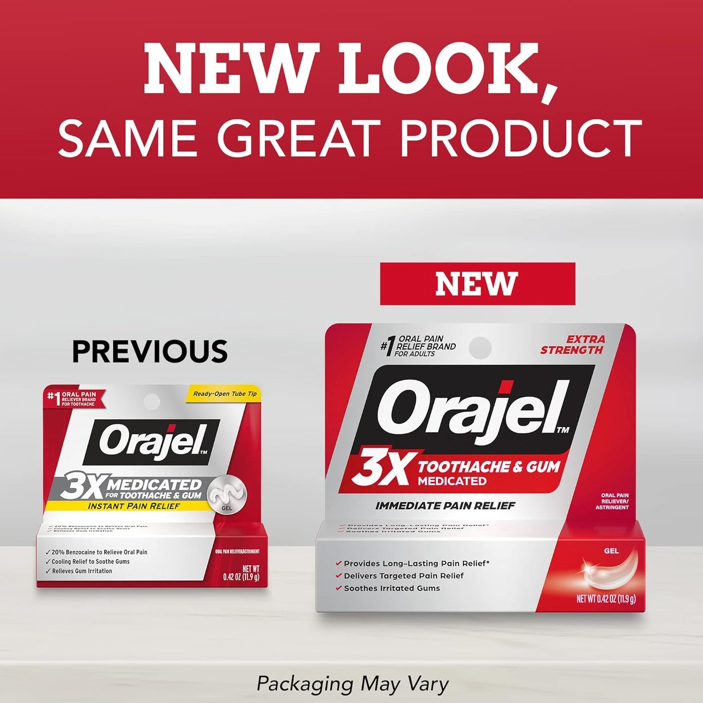 Orajel 3X for Toothache & Gum Pain: Maximum Gel Tube 0.42 oz