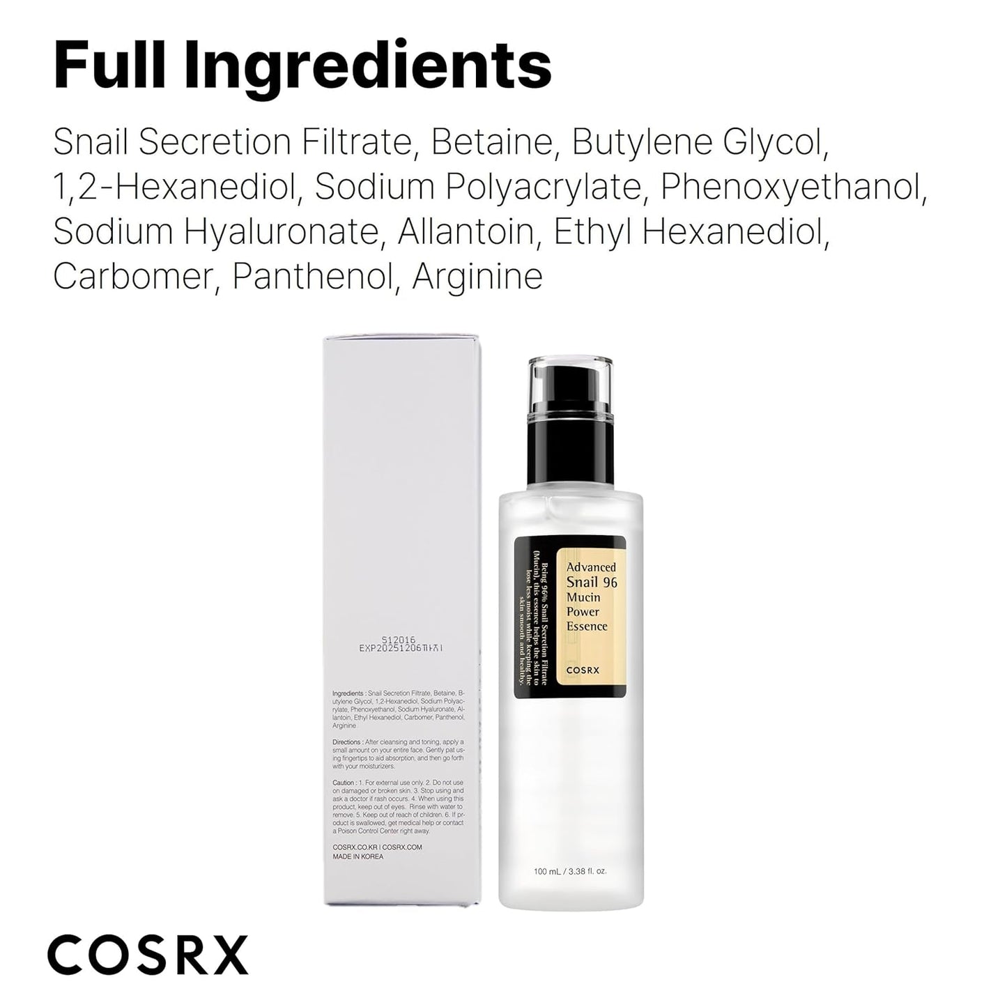 COSRX Snail Mucin 96% Power Repairing Essence 3.38 fl.oz