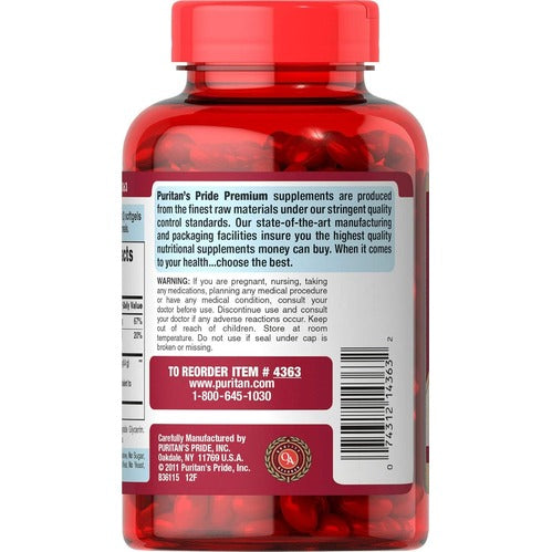 Puritan's Pride Premium Cranberry Fruit Concentrate 84 mg (4200 mg equivalent), 250 Rapid Release Softgels Puritans Pride