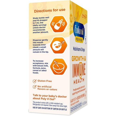 Enfamil Poly-Vi-Sol Liquid Multivitamin Supplement for Infants and Toddlers, 50 mL dropper bottle (Packaging May Vary)