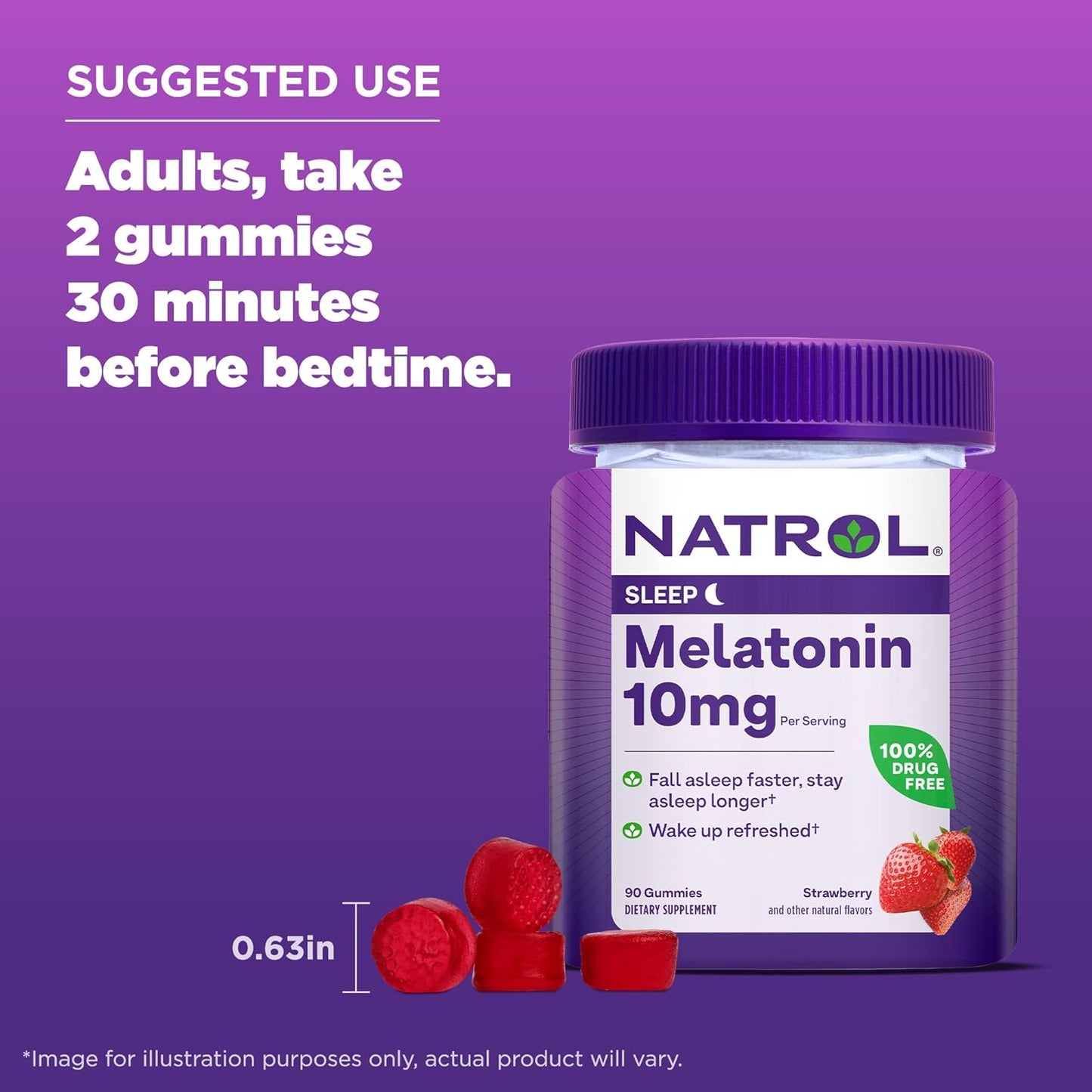 Natrol Melatonin 10mg, 90 Strawberry-Flavored Gummies Natrol