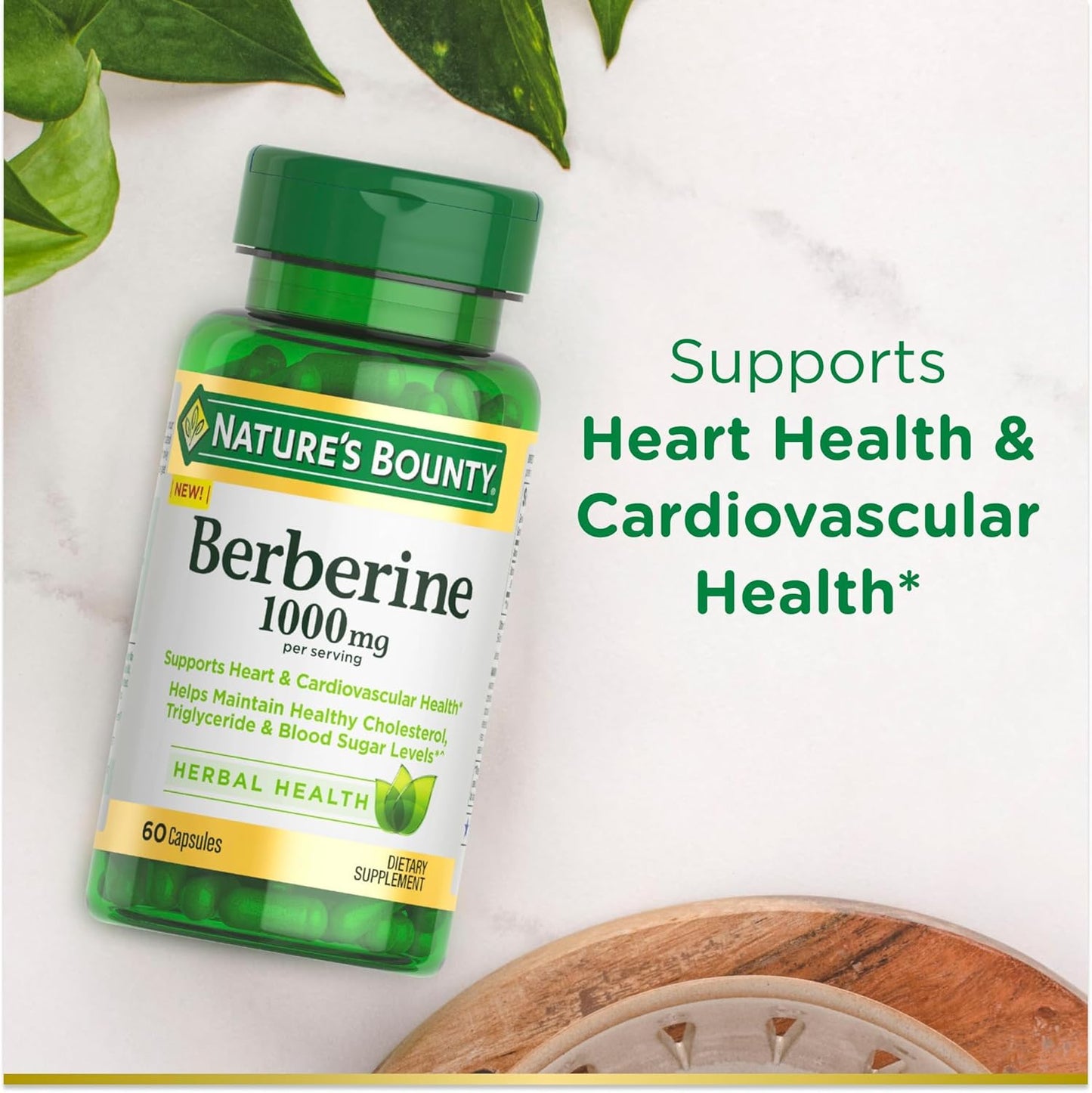 Nature's Bounty 1000mg Berberine Herbal Health Capsules, 60 capsules