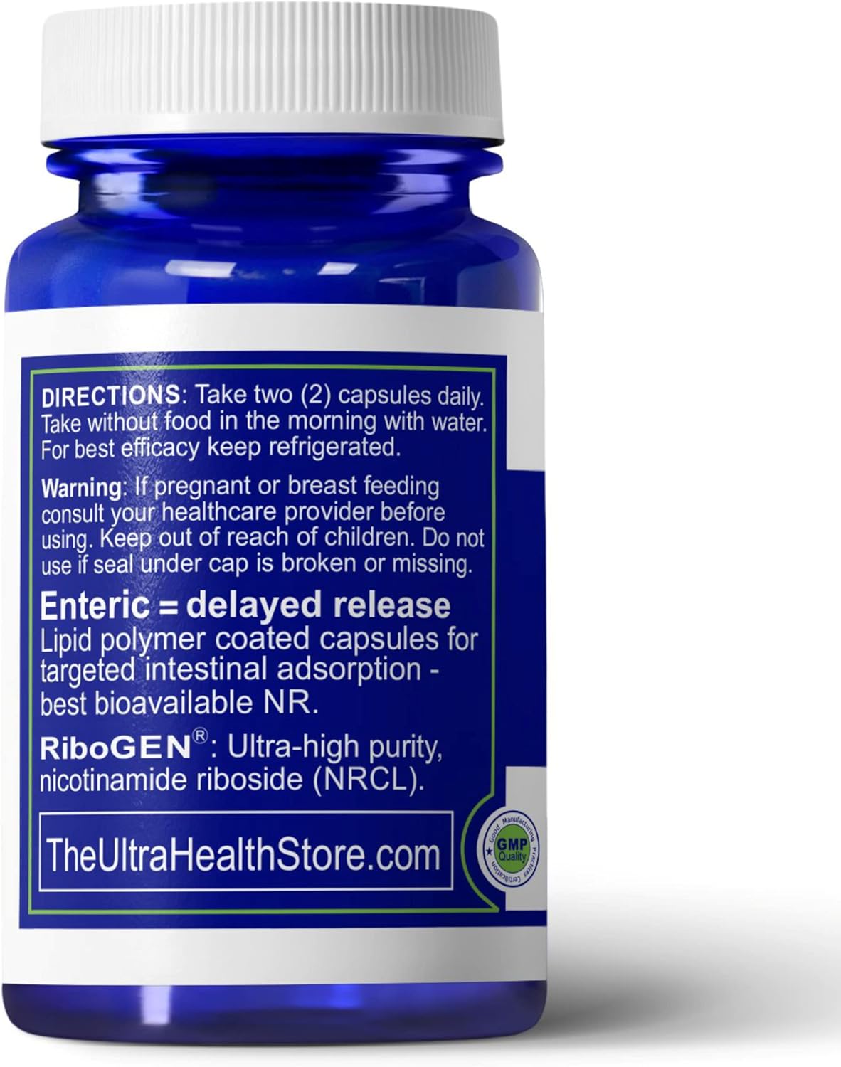 UltraHealth NR (nicotinamide riboside) ENTERIC - High Purity NAD+ Supplement.