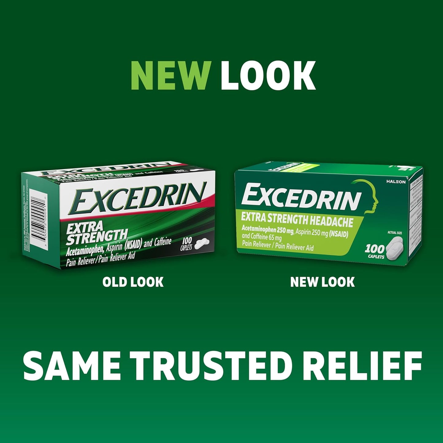 Excedrin Extra Strength Caplets for Headache Pain Relief, 250mg Acetaminophen, Aspirin 250mg, Caffeine 65mg, 24 Count