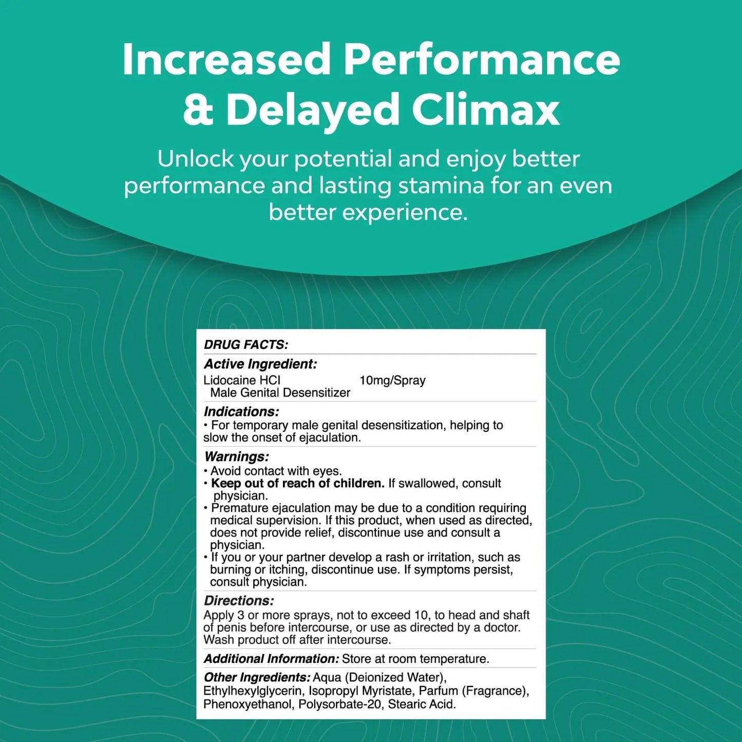 Lidocaine Desensitizing Topical Spray Climax Control for Men - Longer Lasting Performance - Natural Men's Delay Spray and Prolong Climax for Him - Boost Endurance and Stamina Fast Acting Nature's Craft