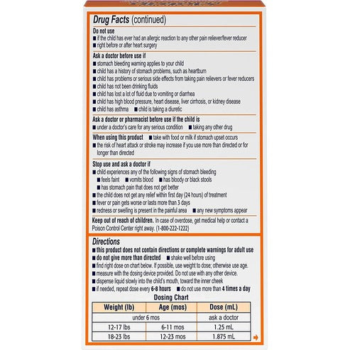 Motrin' Infants Concentrated Drops, Fever Reducer, Ibuprofen, Berry Flavored.5 Oz