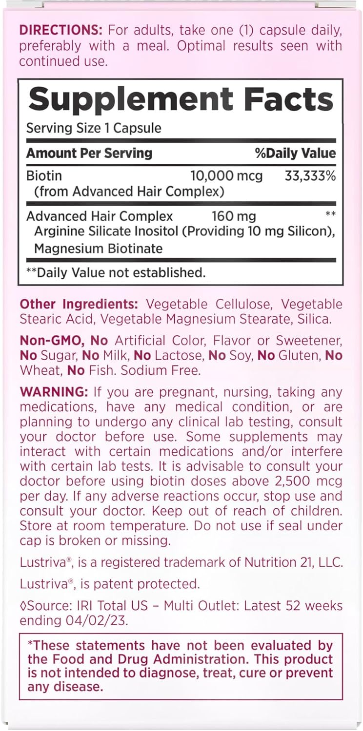 Nature’s Bounty Hair Growth Supplement, 1 Per Day, Clinically Shown to Support Thicker, Fuller Hair, with Biotin, Silicon & Arginine, 30 Capsules Nature's Bounty