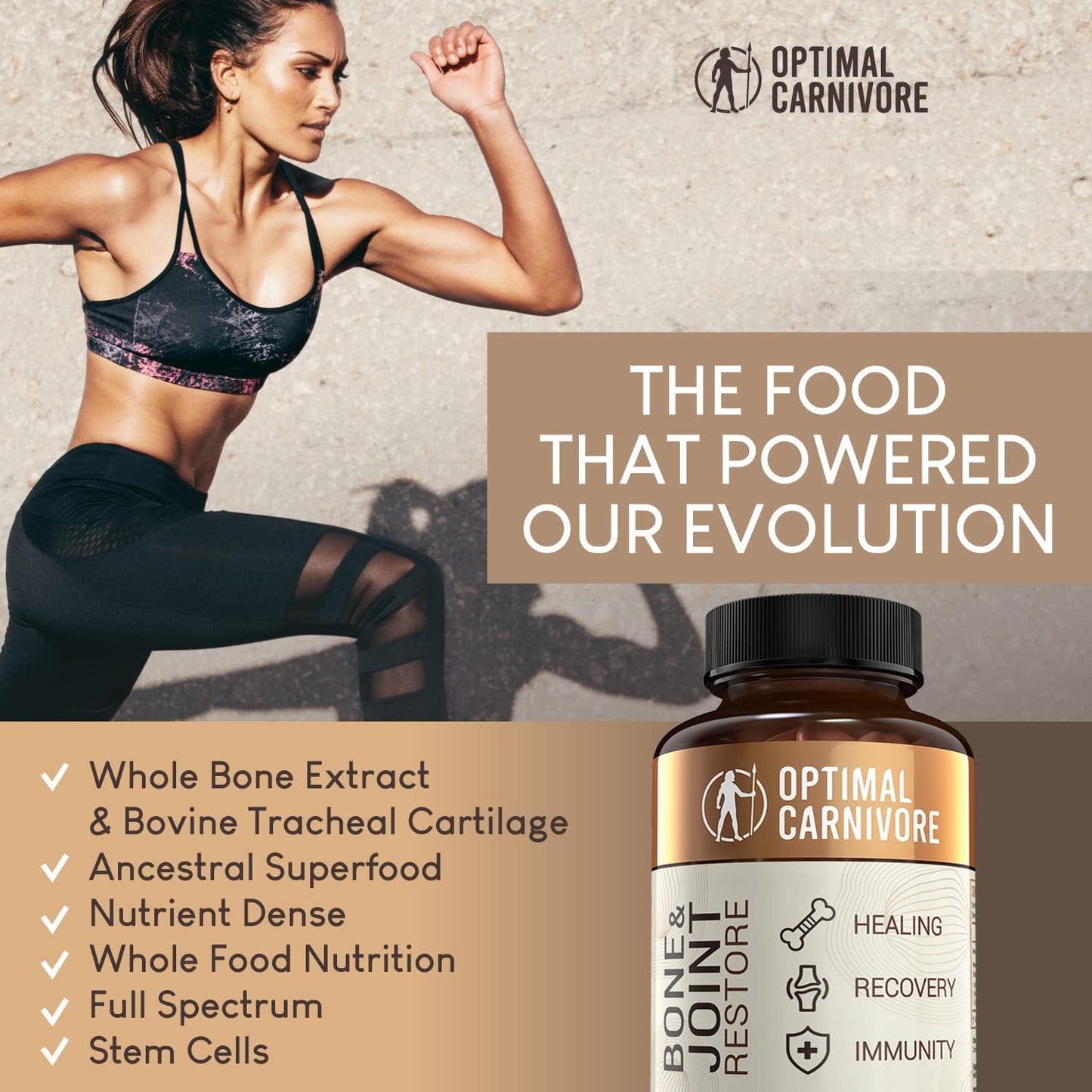 OPTIMAL CARNIVORE Grass Fed Bone Marrow Supplement & Bovine Tracheal Cartilage, Bone Restore & Joint Health Supplement, Joint Support Supplement