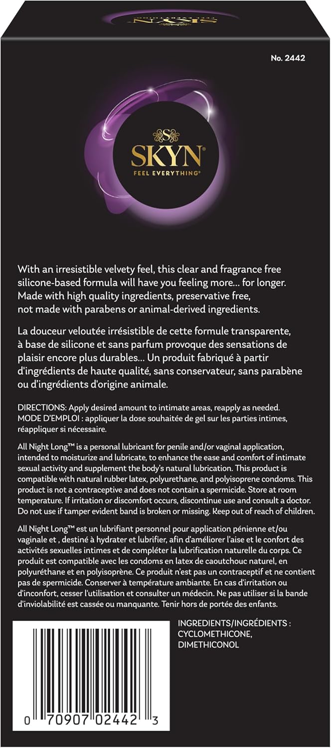 SKYN All Night Long Silicone-Based, Long Lasting Lube 2.7 oz SKYN
