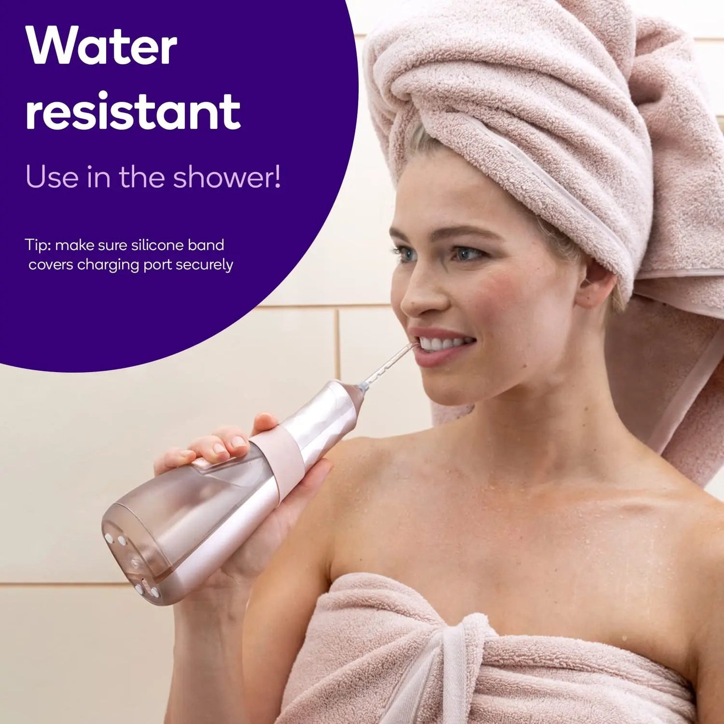 BURST Water Flosser for Teeth Cleaning – Cordless Water Flosser Picks for Plaque Removal Between Teeth, Braces & Dental Work – Electric & Portable Water Floss – Refillable 110mL Tank, 3 Modes – Black BURST