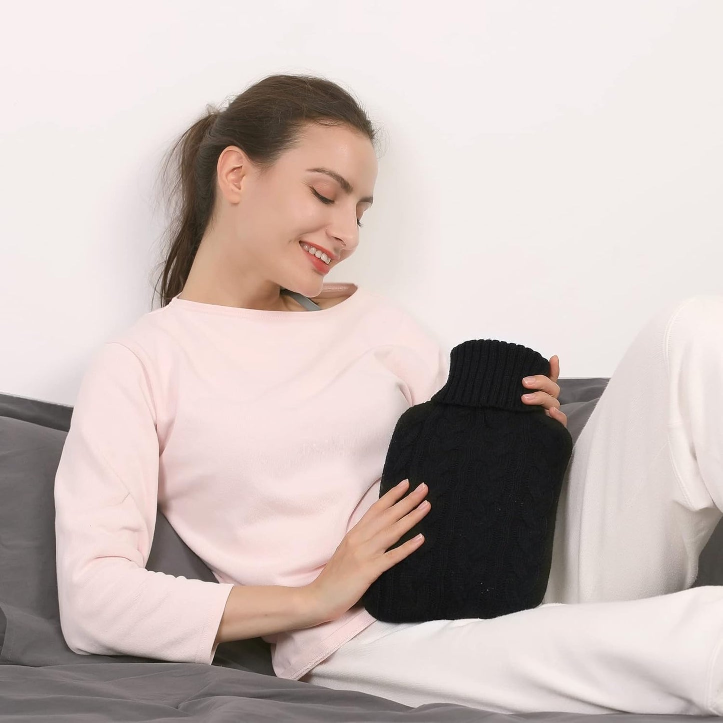 samply Hot Water Bottle with Knitted Cover, 2L Hot Water Bag