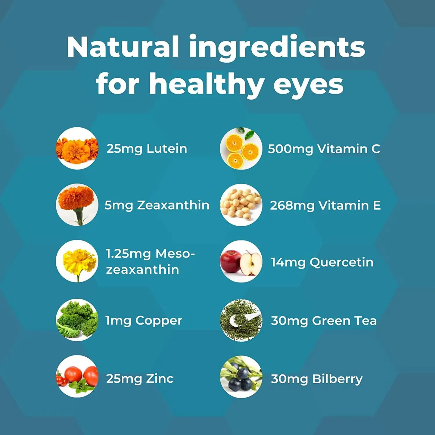 Natural Eye Health Vitamins with Bilberry Zeaxanthin Lutein - Macular Support Supplement, Formula Based On AREDS2® Clinical Trials Plus Carotenoids Quercetin EGCG - Macutene® Protect (60 Capsules) Eyecheck