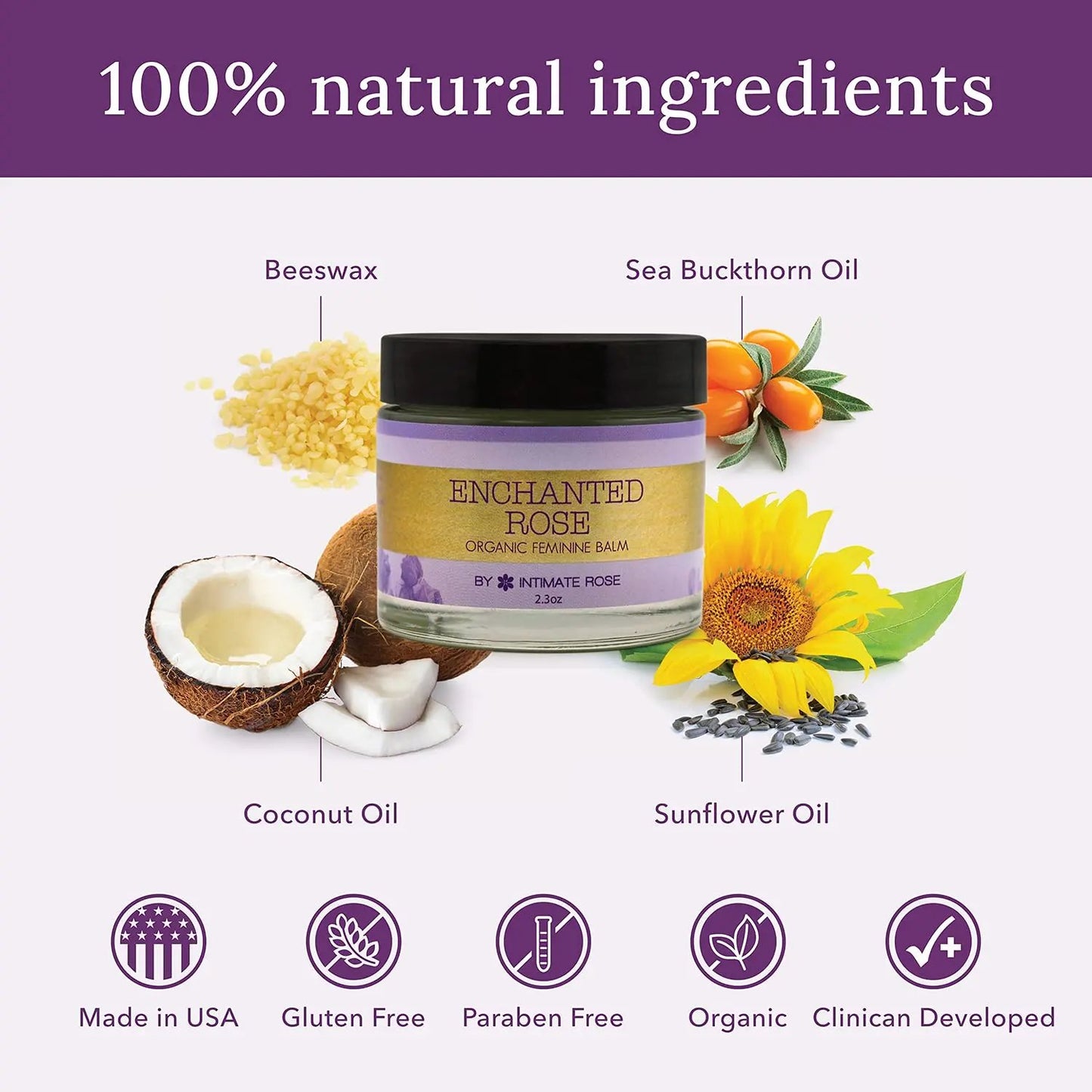 Vulva Balm & Organic Vaginal Moisturizer for Women: Natural Vulva Moisturizer & Vulva Cream for Dryness on Intimate Skin - Non Estrogen Cream - Perfect for Menopause & Shaving Rash Relief Intimate Rose