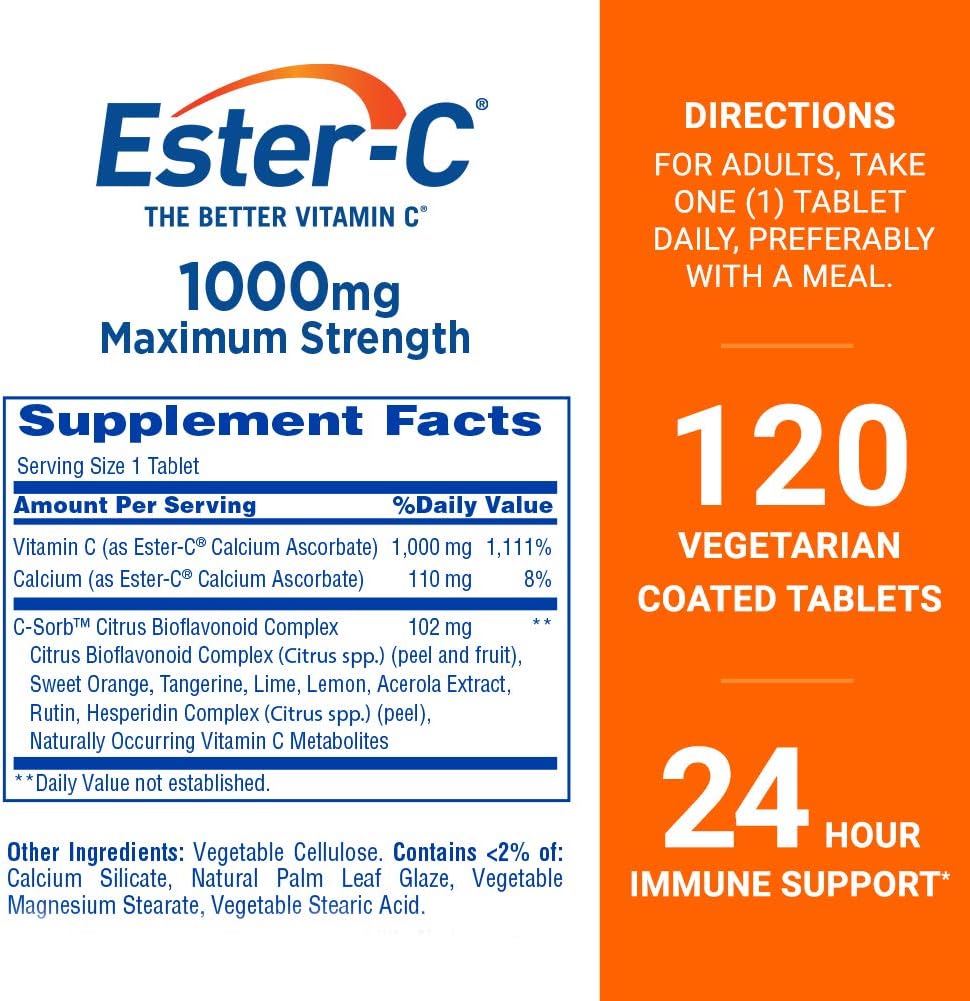 Ester-C Vitamin C, Immune Support Tablets, 1000 Mg, 120 Ct