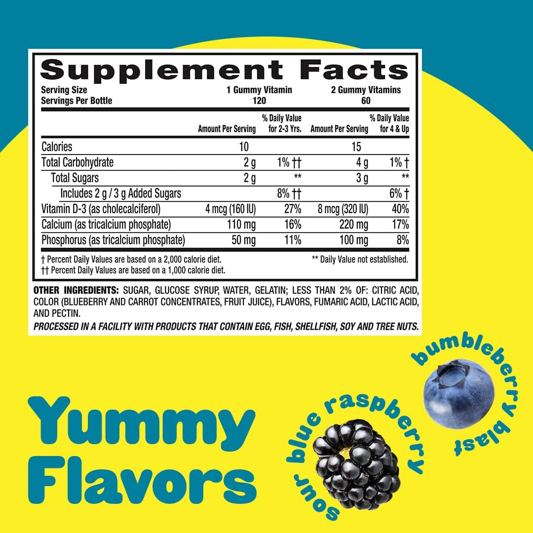 L'il Critters Bone Support Gummy Vitamin for Kids, Bone Support, Calcium, Vitamin D3, 120 Gummies L'il Critters