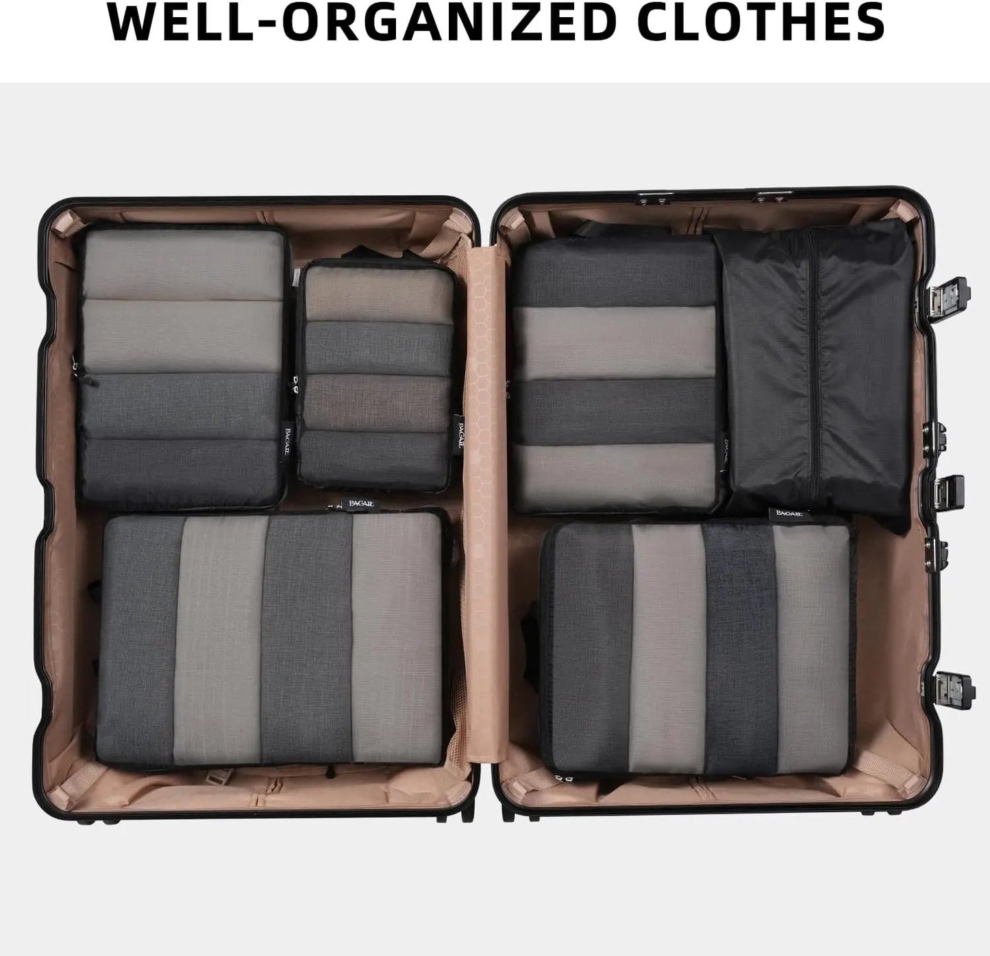 BAGAIL 4 Set/5 Set/6 Set Compression Packing Cubes Travel Accessories Expandable Packing Organizers BAGAIL