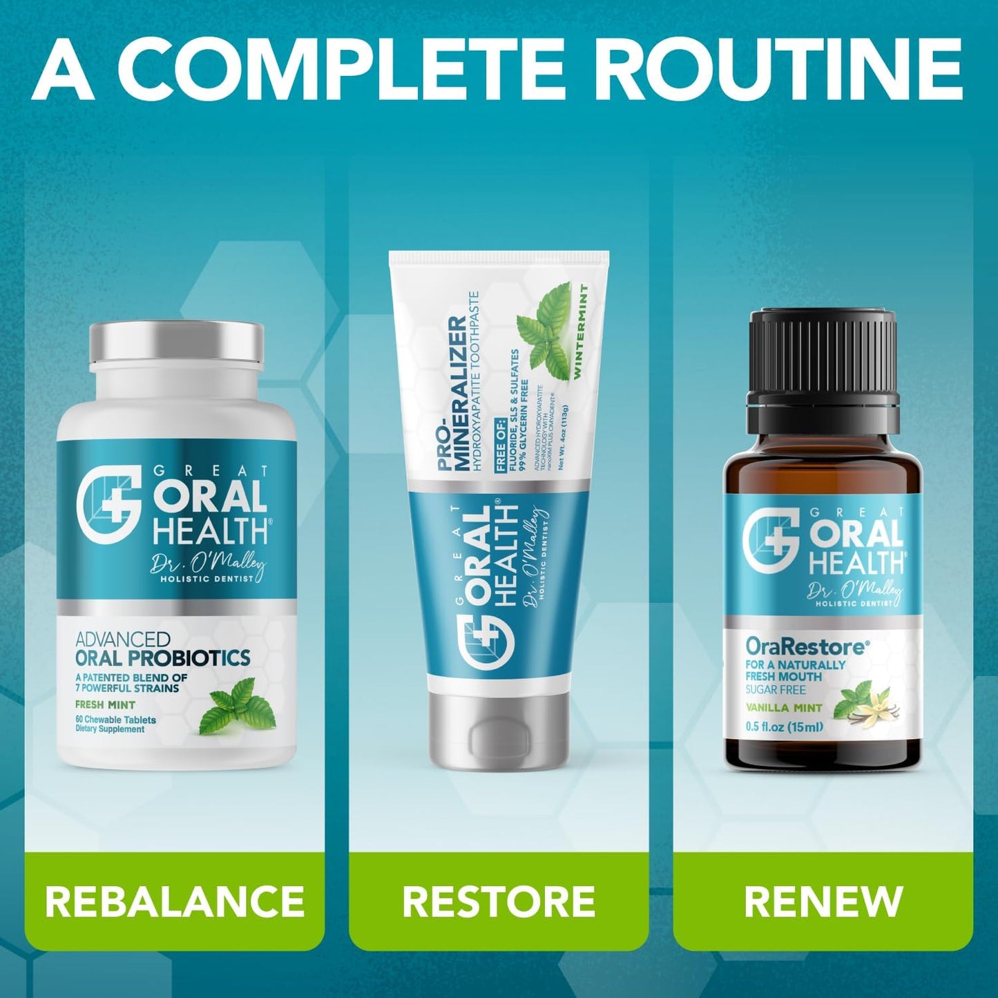 Advanced Bad Breath Treatment Duo — The Oral Probiotics Tablet & OraRestore Natural Mouth & Tooth Concentrated Oil — Dentist Formulated Mint Flavor