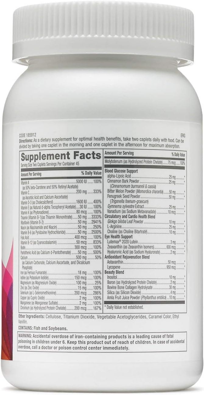 GNC Women's Diabetic Support Multivitamin | Maintain Healthy Blood Sugar Levels Plus Targeted Eye, Nerve and Cardiovascular Function | Daily Vitamin Supplement | 90 Caplets
