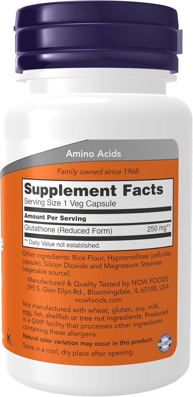 NOW Foods Supplements, Glutathione 250 mg, Detoxification Support*, 60 Veg Capsules
