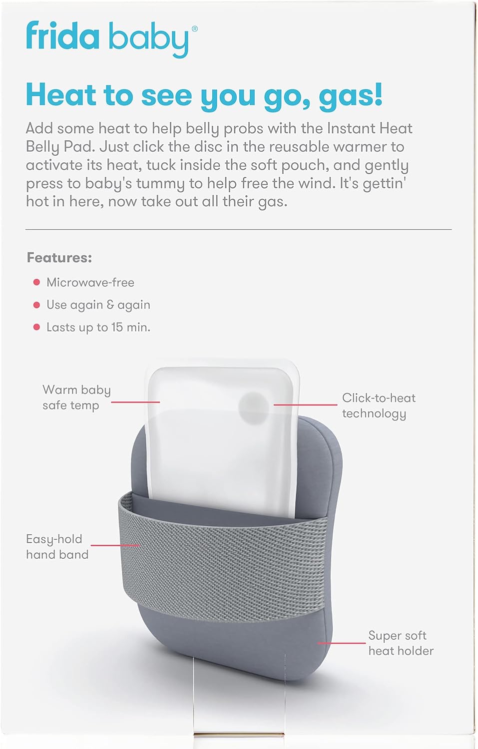 Frida Baby Gas + Colic Heating Pad for Natural Belly Relief | Gentle Heat to Relax + Soothe Bellies | Instant Tummy Warmer | Soothe Colic Discomfort FridaBaby