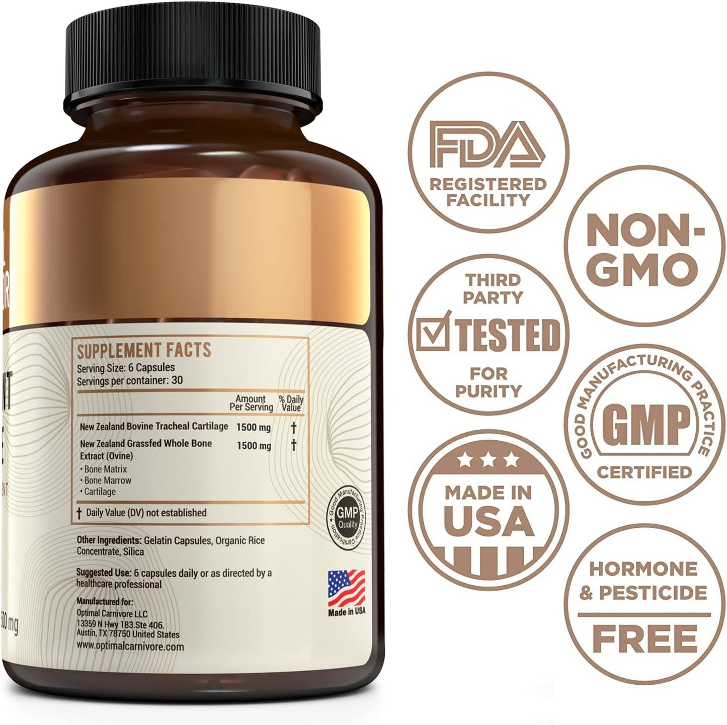 OPTIMAL CARNIVORE Grass Fed Bone Marrow Supplement & Bovine Tracheal Cartilage, Bone Restore & Joint Health Supplement, Joint Support Supplement