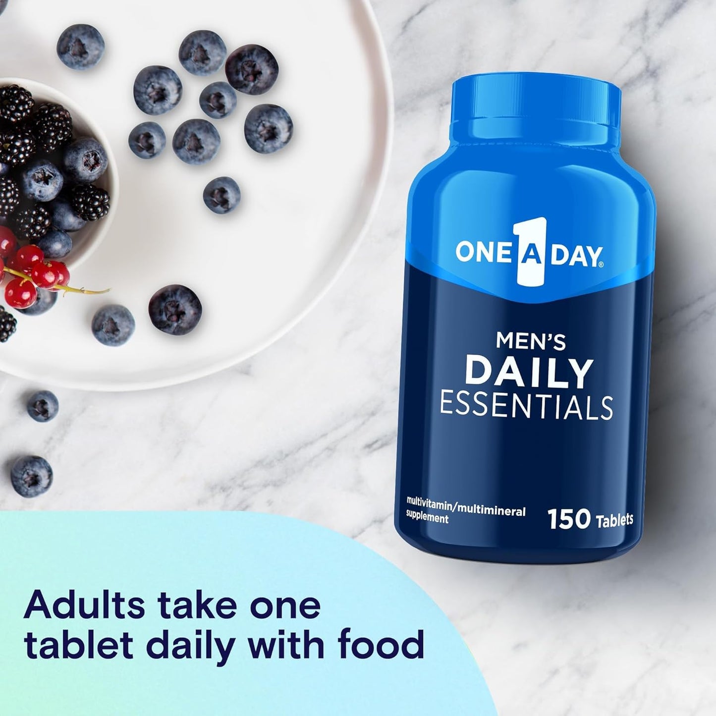 One A Day Men’s Multivitamin Daily Essentials, Multivitamin for Men Tablet, Supports Healthy Muscle Function, Physical Energy, and Immune Health with Vitamin B12, Vitamin C, and Zinc, 150 Count ONE A DAY