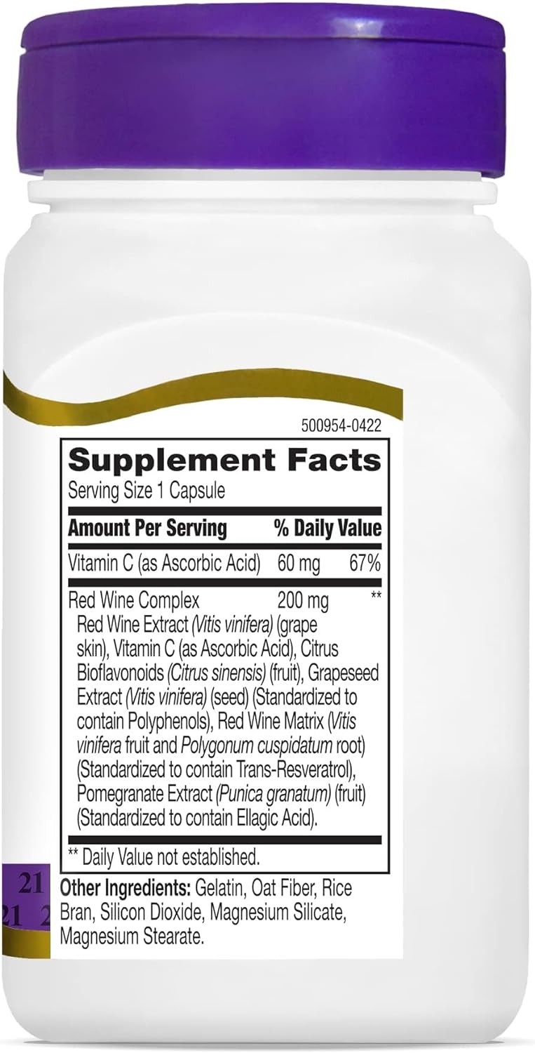 21st Century Resveratrol Red Wine Extract Capsules, 90 Count 21st Century