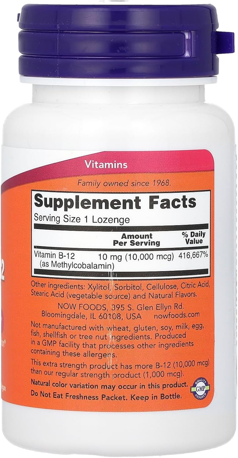 NOW Foods Supplements, Methyl B-12 10,000 mcg 60 Lozenges