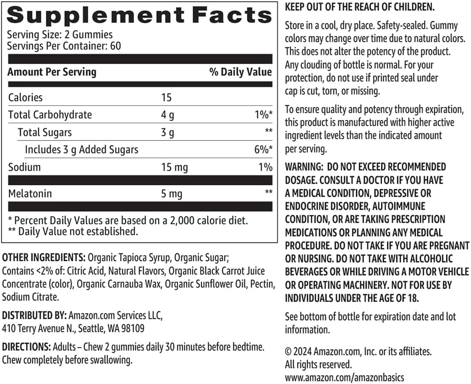 Melatonin 5mg, 120 Gummies (2 per Serving), Strawberry