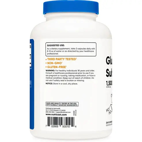 Nutricost Glucosamine Sulfate 750mg, 240 Capsules