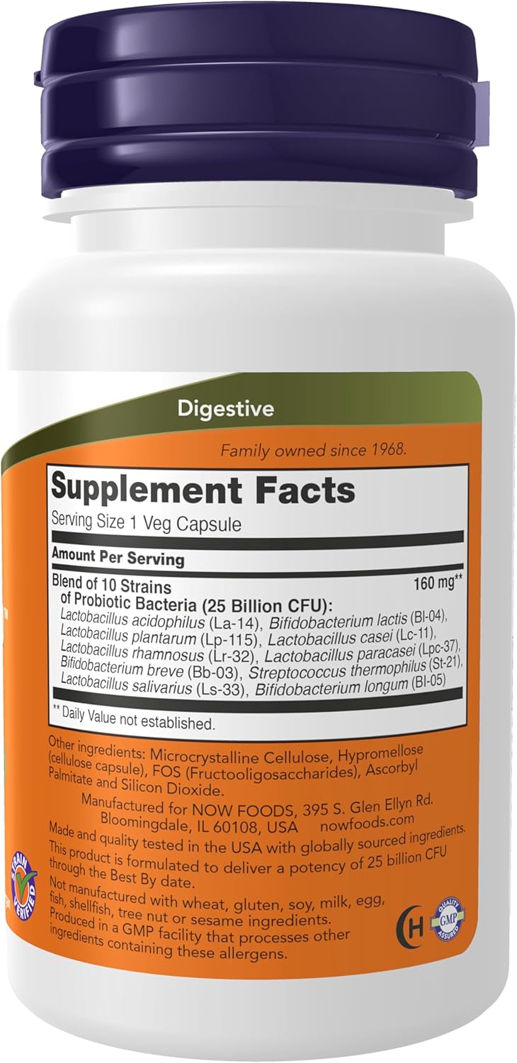 NOW Foods Supplements, Probiotic-10™, 25 Billion 30 Veg Capsules