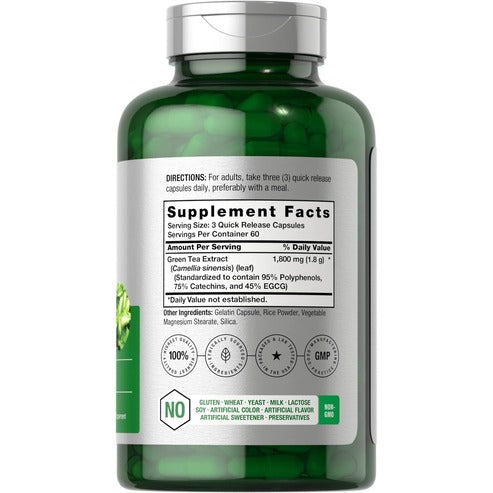 EGCG Green Tea Extract Pills | 180 Capsules | Max Potency | Non-GMO & Gluten Free Supplement | by Horbaach